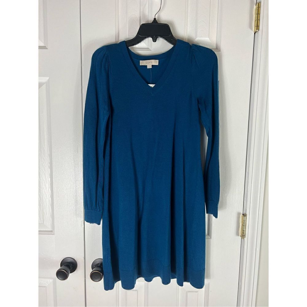 NWT Loft Womens Teal Sweater Dress Size XS